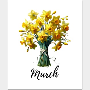 Daffodil Flower Shirt, March Birth Month, Vintage Watercolor Floral Tshirt, Mothers Day Gift, Boho Garden Tee, Cottagecore Flower TShirt Posters and Art